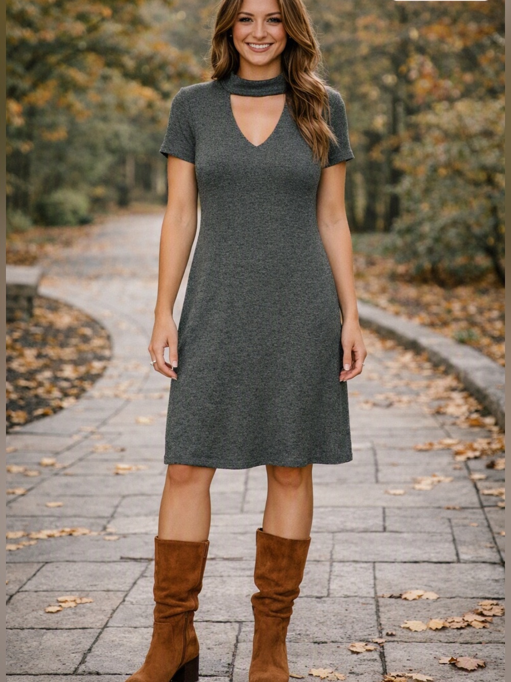 Wilfred Free Dondoe Short Sleeve Keyhole Neck Knit Dress NWT Green Large